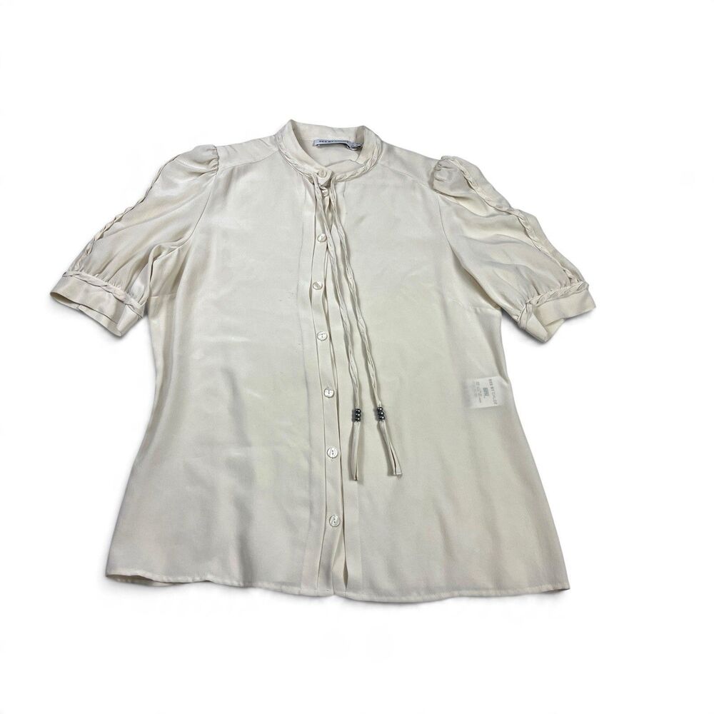 See By Chloe Silk Button Down Blouse Cream Breathable Lightweight Luxe Shirt 6